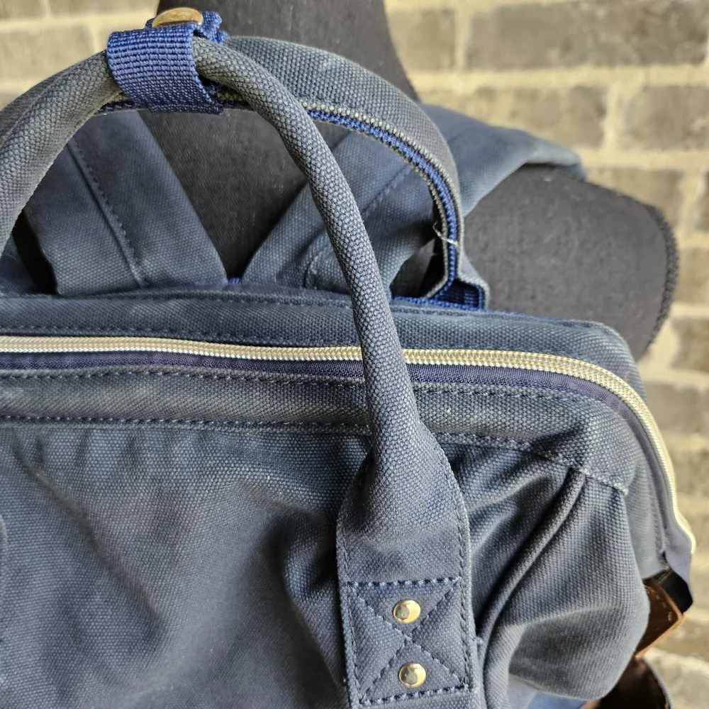 Veegul‎ Multipurpose Single Pocket Canvas And Leather Blue Backpack